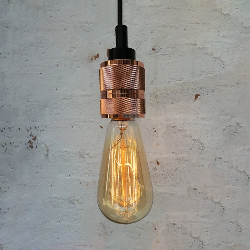 Metallic Exposed Bulb Pendant Lighting Industrial 1 Head Restaurant Ceiling Fixture with Adjustable Cord in Copper/Black Copper Clearhalo 'Art Deco Pendants' 'Black' 'Cast Iron' 'Ceiling Lights' 'Ceramic' 'Crystal' 'Industrial Pendants' 'Industrial' 'Metal' 'Middle Century Pendants' 'Pendant Lights' 'Pendants' 'Rustic Pendants' 'Tiffany' Lighting' 600225
