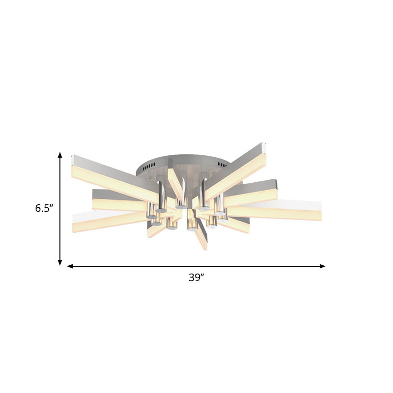 5/6 Lights Indoor Semi Mount Lighting with Sputnik Acrylic Shade Modern Silver Finish Ceiling Light Fixture Clearhalo 'Ceiling Lights' 'Close To Ceiling Lights' 'Close to ceiling' 'Semi-flushmount' Lighting' 600411