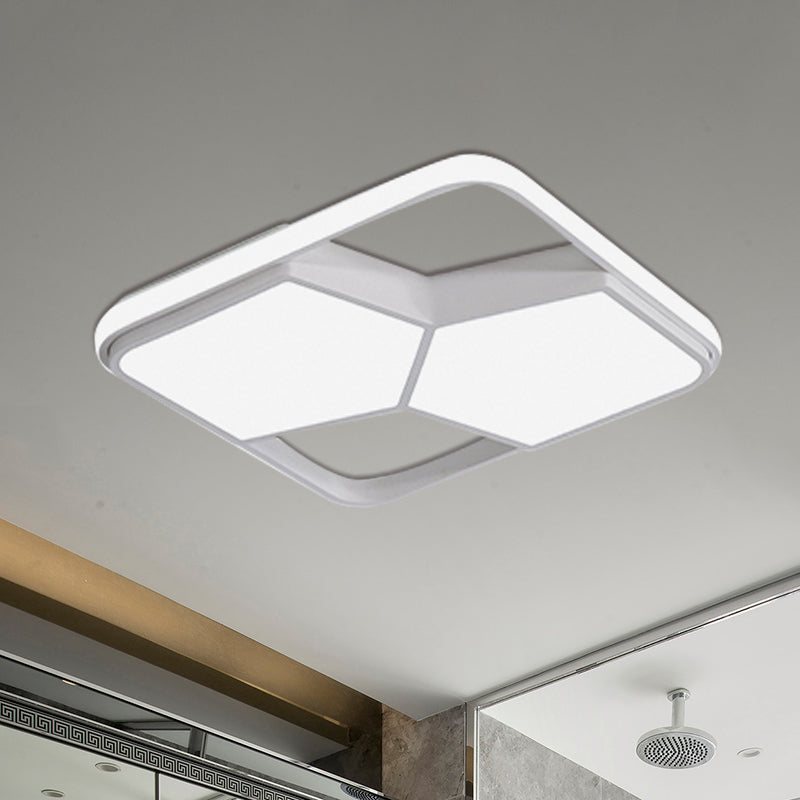 LED Geometric Ceiling Light Fixture Contemporary Black/White Acrylic Flush Mount Lamp in Warm/White Lighting for Bedroom White Clearhalo 'Ceiling Lights' 'Close To Ceiling Lights' 'Close to ceiling' 'Flush mount' Lighting' 600613