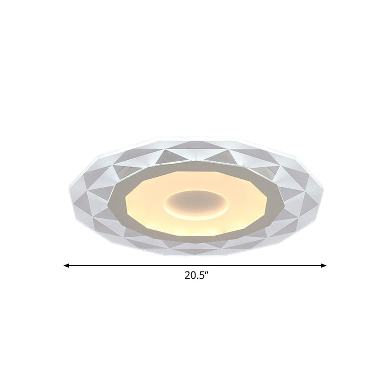 16.5"/20.5"/24.5" Wide LED Living Room Flush Mount Light with Diamond-Shaped Acrylic Shade White Ceiling Lamp in Warm/White Light Clearhalo 'Ceiling Lights' 'Close To Ceiling Lights' 'Close to ceiling' 'Flush mount' Lighting' 600639