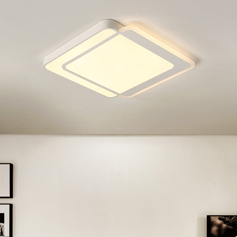 Contemporary Square/Round Flush Mounted Light Warm/White Lighting LED Ceiling Light Fixture in White Clearhalo 'Ceiling Lights' 'Close To Ceiling Lights' 'Close to ceiling' 'Flush mount' Lighting' 600643