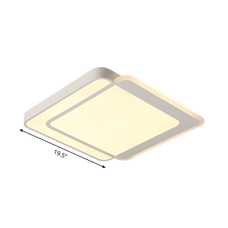 Contemporary Square/Round Flush Mounted Light Warm/White Lighting LED Ceiling Light Fixture in White Clearhalo 'Ceiling Lights' 'Close To Ceiling Lights' 'Close to ceiling' 'Flush mount' Lighting' 600646