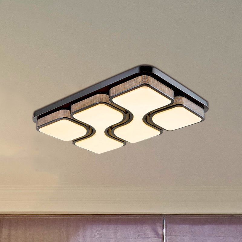 Black/White Rectangular Flush Mount Ceiling Light Simple Warm/White Lighting LED Acrylic Ceiling Light Fixture, 25"/31" Dia Clearhalo 'Ceiling Lights' 'Close To Ceiling Lights' 'Close to ceiling' 'Flush mount' Lighting' 600854