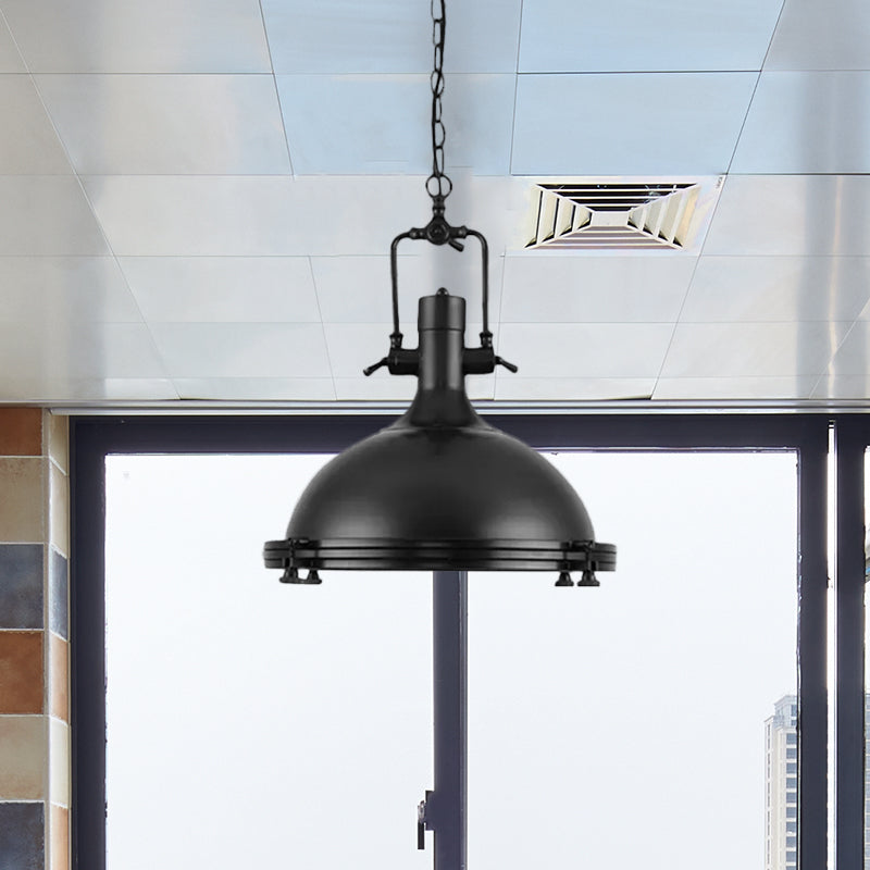 Industrial Dome Hanging Lamp 1 Light Metal Ceiling Light with Frosted Diffuser in Black/White/Purple for Dining Room Clearhalo 'Art Deco Pendants' 'Black' 'Cast Iron' 'Ceiling Lights' 'Ceramic' 'Crystal' 'Industrial Pendants' 'Industrial' 'Metal' 'Middle Century Pendants' 'Pendant Lights' 'Pendants' 'Rustic Pendants' 'Tiffany' Lighting' 601434