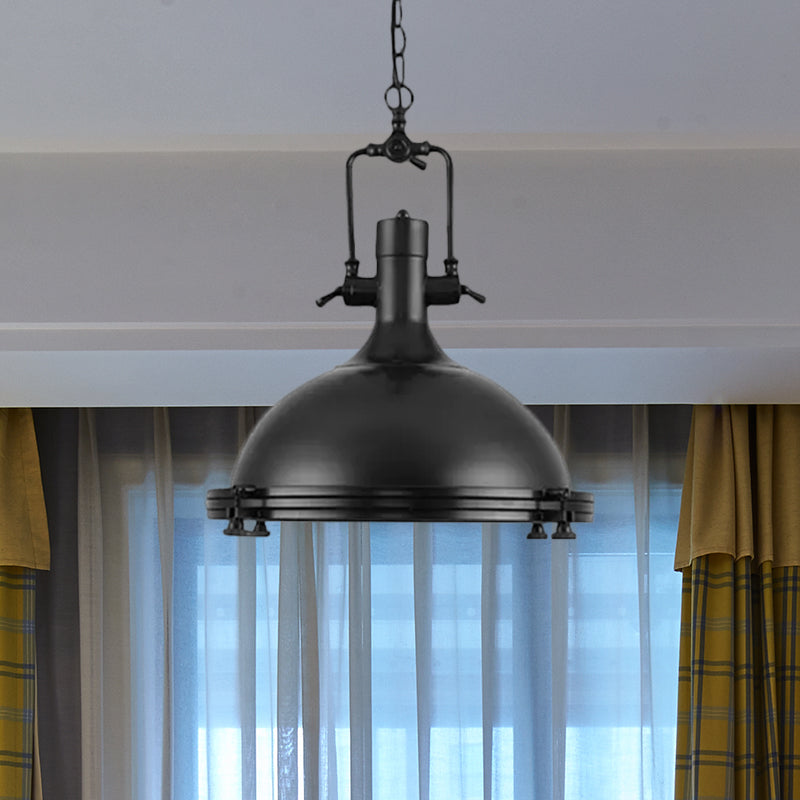 Industrial Dome Hanging Lamp 1 Light Metal Ceiling Light with Frosted Diffuser in Black/White/Purple for Dining Room Clearhalo 'Art Deco Pendants' 'Black' 'Cast Iron' 'Ceiling Lights' 'Ceramic' 'Crystal' 'Industrial Pendants' 'Industrial' 'Metal' 'Middle Century Pendants' 'Pendant Lights' 'Pendants' 'Rustic Pendants' 'Tiffany' Lighting' 601435