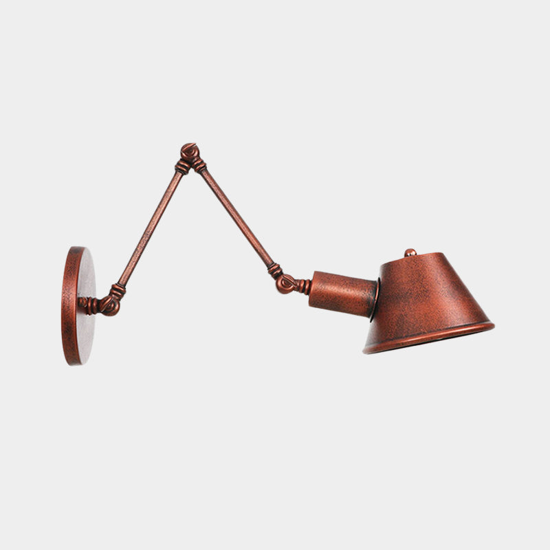 Iron Rust Finish Wall Light Fixture Bell 1-Light Farmhouse Wall Mount Sconce with Swing Arm of 6"+6"/12"+6" L Clearhalo 'Art deco wall lights' 'Cast Iron' 'Glass' 'Industrial wall lights' 'Industrial' 'Middle century wall lights' 'Modern' 'Rustic wall lights' 'Tiffany' 'Traditional wall lights' 'Wall Lamps & Sconces' 'Wall Lights' Lighting' 602984