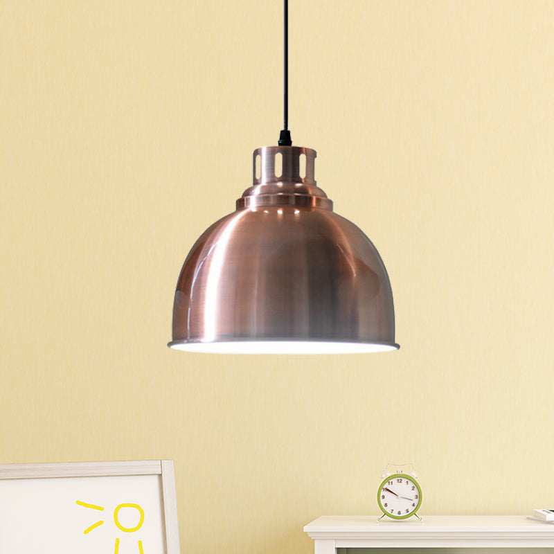 Iron Rose Gold Hanging Lighting Cone/Dome/Flared Shade 1 Bulb Farmhouse Pendant for Restaurant Rose Gold Dome Clearhalo 'Art Deco Pendants' 'Cast Iron' 'Ceiling Lights' 'Ceramic' 'Crystal' 'Industrial Pendants' 'Industrial' 'Metal' 'Middle Century Pendants' 'Pendant Lights' 'Pendants' 'Tiffany' Lighting' 603189