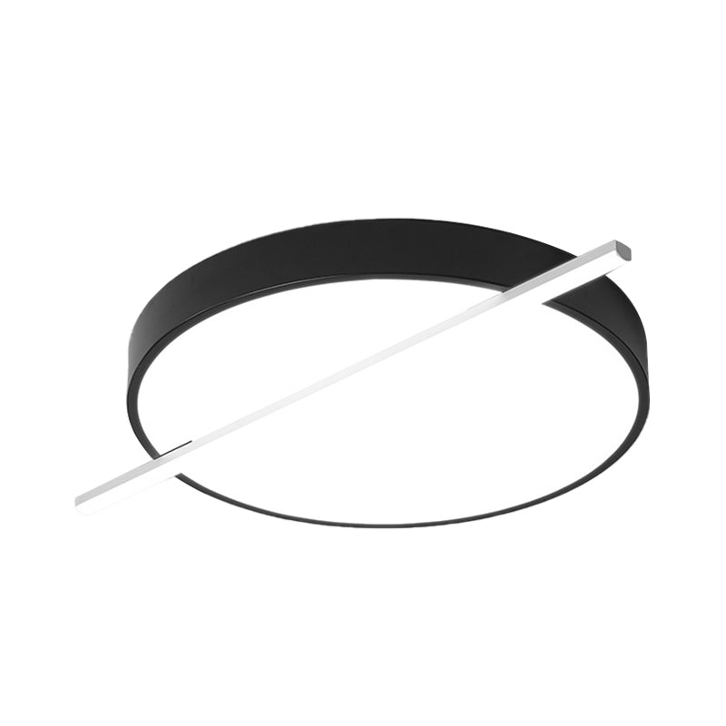 16"/19.5" Dia Drum and Linear Flush Mount Modern Acrylic LED Bedroom Flush Ceiling Light in Black, Warm/White Light Clearhalo 'Ceiling Lights' 'Close To Ceiling Lights' 'Close to ceiling' 'Flush mount' Lighting' 603630