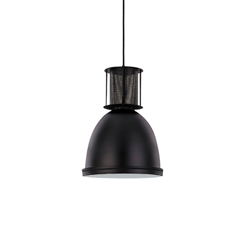 1 Light Dome Pendant Lighting Retro Metallic Black Finish Suspension Lamp with Mesh Design, 7.5"/11" Width Clearhalo 'Art Deco Pendants' 'Black' 'Cast Iron' 'Ceiling Lights' 'Ceramic' 'Crystal' 'Industrial Pendants' 'Industrial' 'Metal' 'Middle Century Pendants' 'Pendant Lights' 'Pendants' 'Rustic Pendants' 'Tiffany' Lighting' 60568