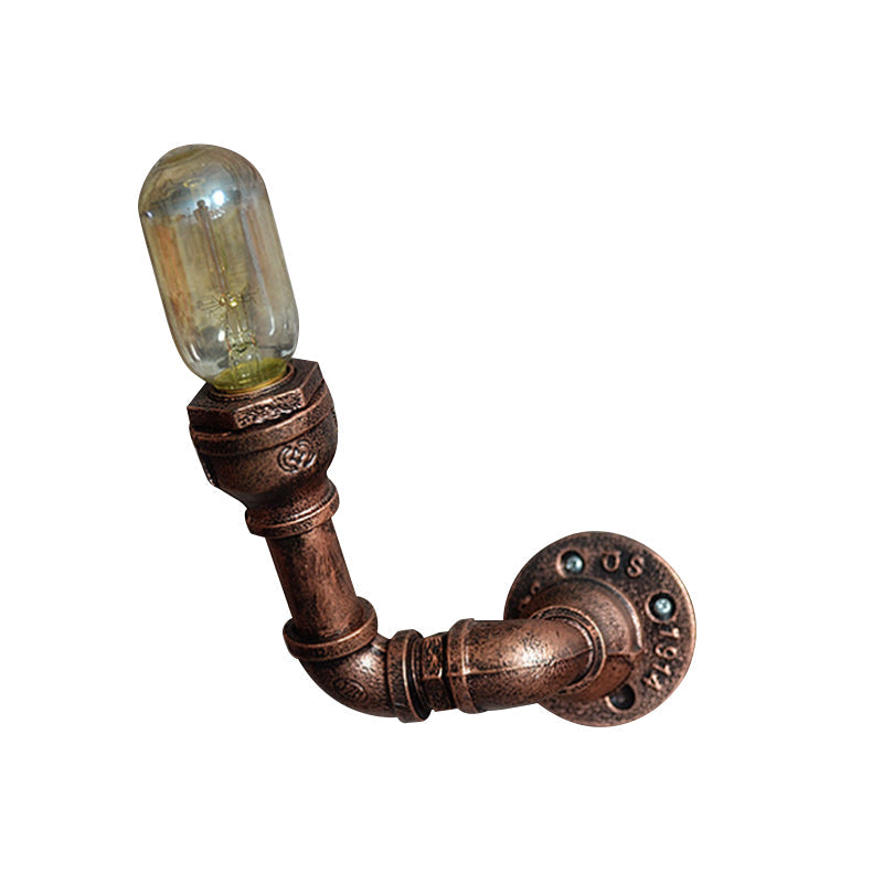 Metallic Pipe Wall Lighting with Open Bulb Vintage 1/2/3-Head Dining Table Wall Sconce in Antique Copper Clearhalo 'Art deco wall lights' 'Cast Iron' 'Glass' 'Industrial wall lights' 'Industrial' 'Middle century wall lights' 'Modern' 'Rustic wall lights' 'Tiffany' 'Traditional wall lights' 'Wall Lamps & Sconces' 'Wall Lights' Lighting' 612797