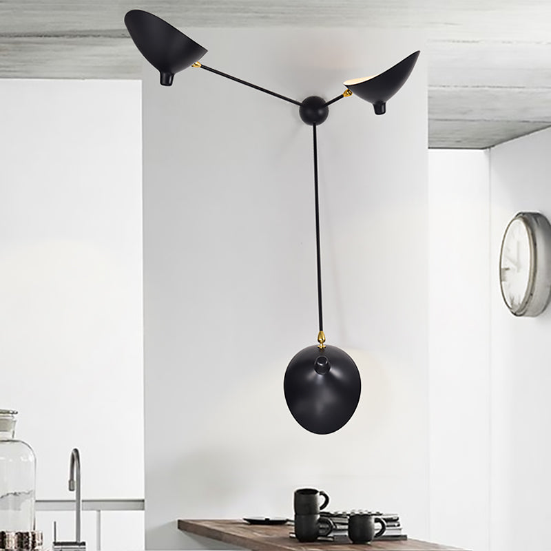 1/3-Light Living Room Wall Sconce Light with Duckbill Metallic Shade Black Finish Adjustable Wall Lamp 3.0 Black Clearhalo 'Cast Iron' 'Glass' 'Industrial' 'Modern wall lights' 'Modern' 'Tiffany' 'Traditional wall lights' 'Wall Lamps & Sconces' 'Wall Lights' Lighting' 612949