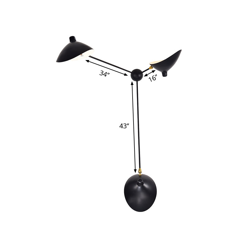 1/3-Light Living Room Wall Sconce Light with Duckbill Metallic Shade Black Finish Adjustable Wall Lamp Clearhalo 'Cast Iron' 'Glass' 'Industrial' 'Modern wall lights' 'Modern' 'Tiffany' 'Traditional wall lights' 'Wall Lamps & Sconces' 'Wall Lights' Lighting' 612953