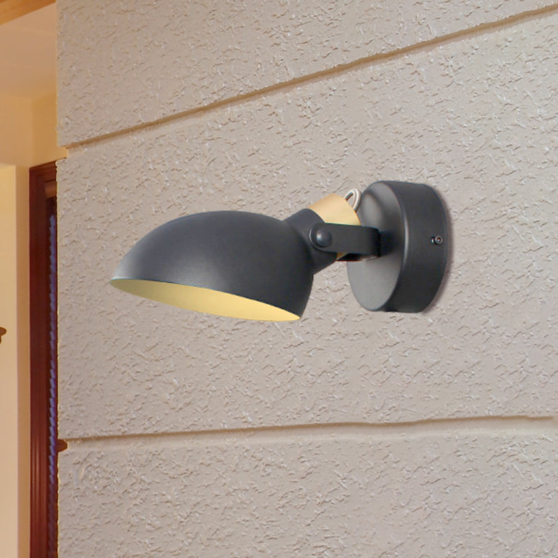 Bowl Shade Metallic Wall Sconce Light Contemporary 1 Light Black/White Finish Wall Lamp for Bedroom Clearhalo 'Cast Iron' 'Glass' 'Industrial' 'Modern wall lights' 'Modern' 'Tiffany' 'Traditional wall lights' 'Wall Lamps & Sconces' 'Wall Lights' Lighting' 613041