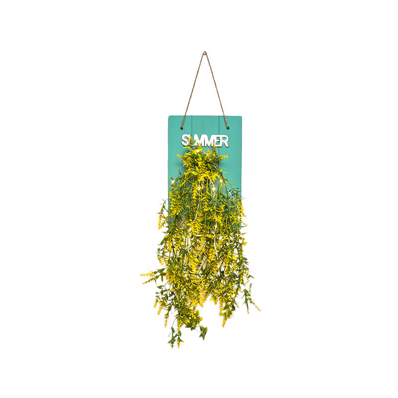 Floral String Light with Blue Wood Backplate Modern Glass Jar Wall Light for Cafe Restaurant Clearhalo 'Wall Lamps & Sconces' 'Wall Lights' Lighting' 613565
