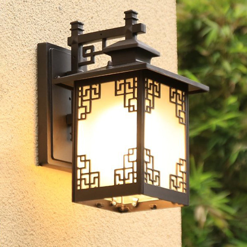 Aluminum Black Finish Sconce Window Dressing 1-Head Countryside Wall Mounted Lamp with Open Bottom Design Black B Clearhalo 'Wall Lamps & Sconces' 'Wall Lights' Lighting' 615514