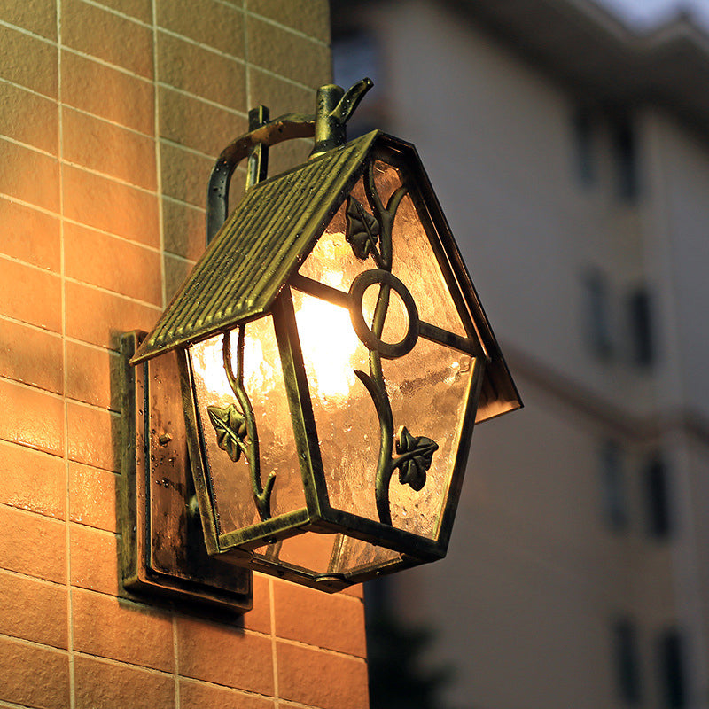 1 Head House Shape Wall Sconce Light Farmhouse Bronze Clear/Frosted/Ribbed Glass Wall Mounted Lighting Bronze Clear Glass Clearhalo 'Wall Lamps & Sconces' 'Wall Lights' Lighting' 615690