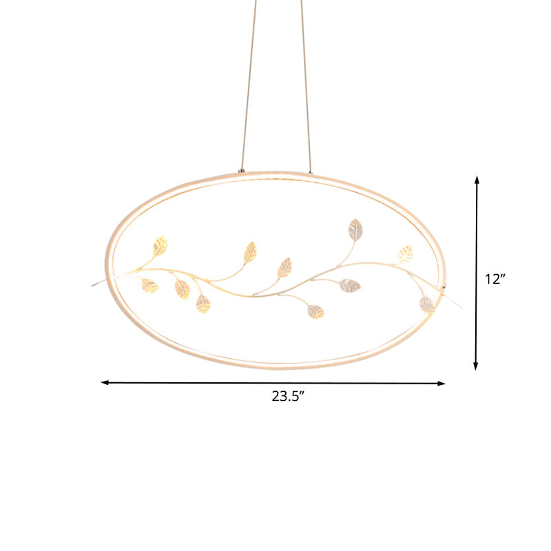 Modern Circle Pendant Light Fixture Acrylic Dining Room LED Ceiling Lamp in White with Branch Decor, White/Warm Light Clearhalo 'Ceiling Lights' 'Modern Pendants' 'Modern' 'Pendant Lights' 'Pendants' Lighting' 616048