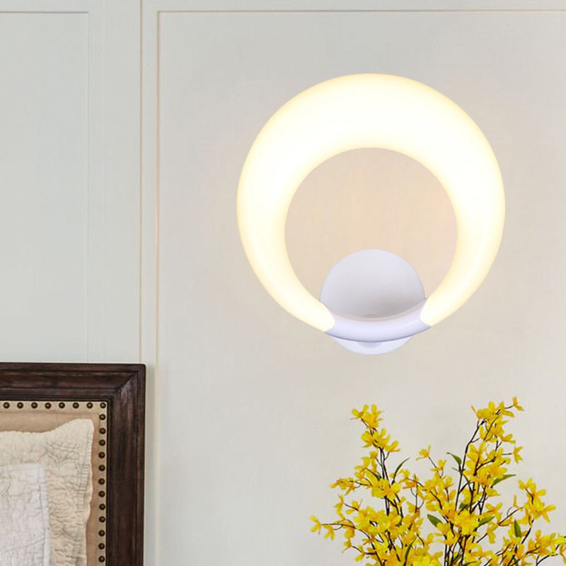 LED Bedside Wall Light Fixture Nordic Style White/Black Wall Sconce with Crescent Moon Acrylic Shade Clearhalo 'Cast Iron' 'Glass' 'Industrial' 'Modern wall lights' 'Modern' 'Tiffany' 'Traditional wall lights' 'Wall Lamps & Sconces' 'Wall Lights' Lighting' 616133