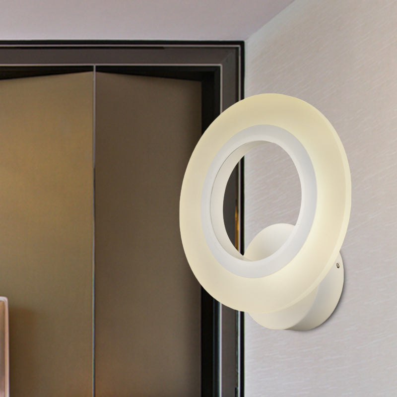 Modern LED Wall Mount Light White Ring Sconce Lamp with Acrylic Shade in Warm/White Light White Clearhalo 'Cast Iron' 'Glass' 'Industrial' 'Modern wall lights' 'Modern' 'Tiffany' 'Traditional wall lights' 'Wall Lamps & Sconces' 'Wall Lights' Lighting' 616135