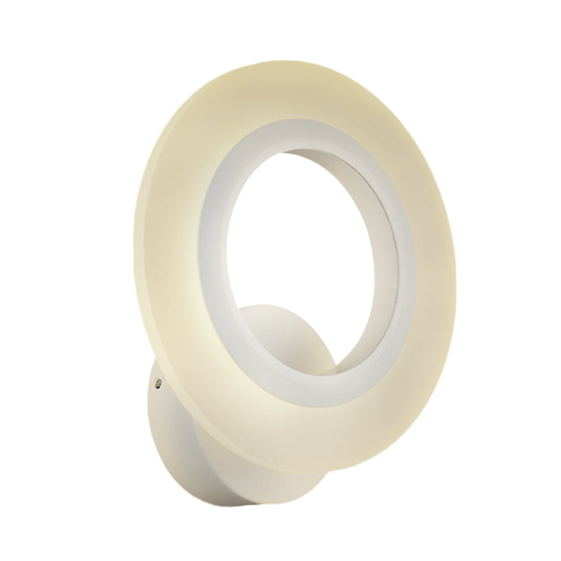 Modern LED Wall Mount Light White Ring Sconce Lamp with Acrylic Shade in Warm/White Light Clearhalo 'Cast Iron' 'Glass' 'Industrial' 'Modern wall lights' 'Modern' 'Tiffany' 'Traditional wall lights' 'Wall Lamps & Sconces' 'Wall Lights' Lighting' 616137