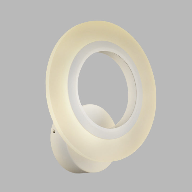Modern LED Wall Mount Light White Ring Sconce Lamp with Acrylic Shade in Warm/White Light Clearhalo 'Cast Iron' 'Glass' 'Industrial' 'Modern wall lights' 'Modern' 'Tiffany' 'Traditional wall lights' 'Wall Lamps & Sconces' 'Wall Lights' Lighting' 616138