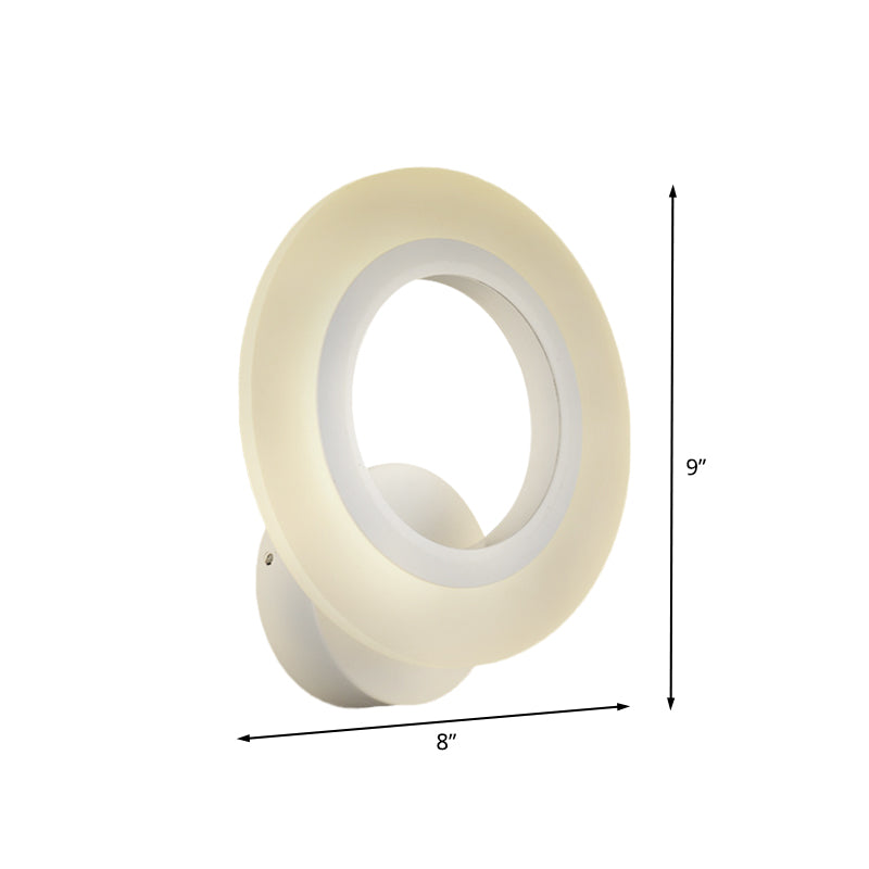 Modern LED Wall Mount Light White Ring Sconce Lamp with Acrylic Shade in Warm/White Light Clearhalo 'Cast Iron' 'Glass' 'Industrial' 'Modern wall lights' 'Modern' 'Tiffany' 'Traditional wall lights' 'Wall Lamps & Sconces' 'Wall Lights' Lighting' 616139