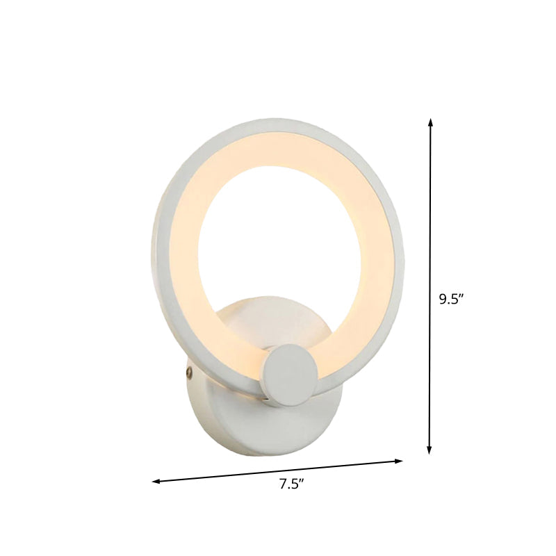 White Hoop Wall Sconce Lighting Simple LED Acrylic Wall Mounted Lamp Fixture for Corner Clearhalo 'Cast Iron' 'Glass' 'Industrial' 'Modern wall lights' 'Modern' 'Tiffany' 'Traditional wall lights' 'Wall Lamps & Sconces' 'Wall Lights' Lighting' 616144