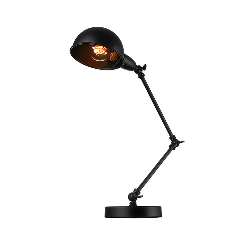 1 Light Swing Arm Desk Lighting with Dome Shade Industrial Brass/Chrome Metal Reading Lamp Clearhalo 'Desk Lamps' 'Lamps' Lighting' 616290