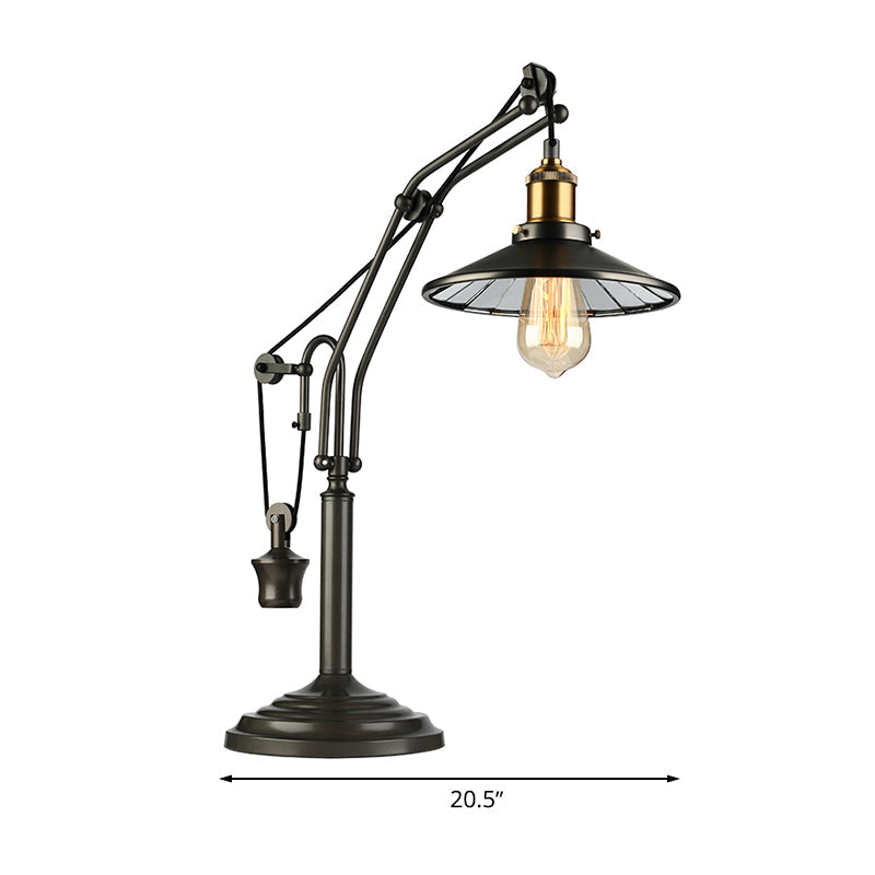 Vintage Style Saucer Shade Desk Lighting 1 Light Metal Reading Light in Bronze for Study Room Clearhalo 'Desk Lamps' 'Lamps' Lighting' 616362