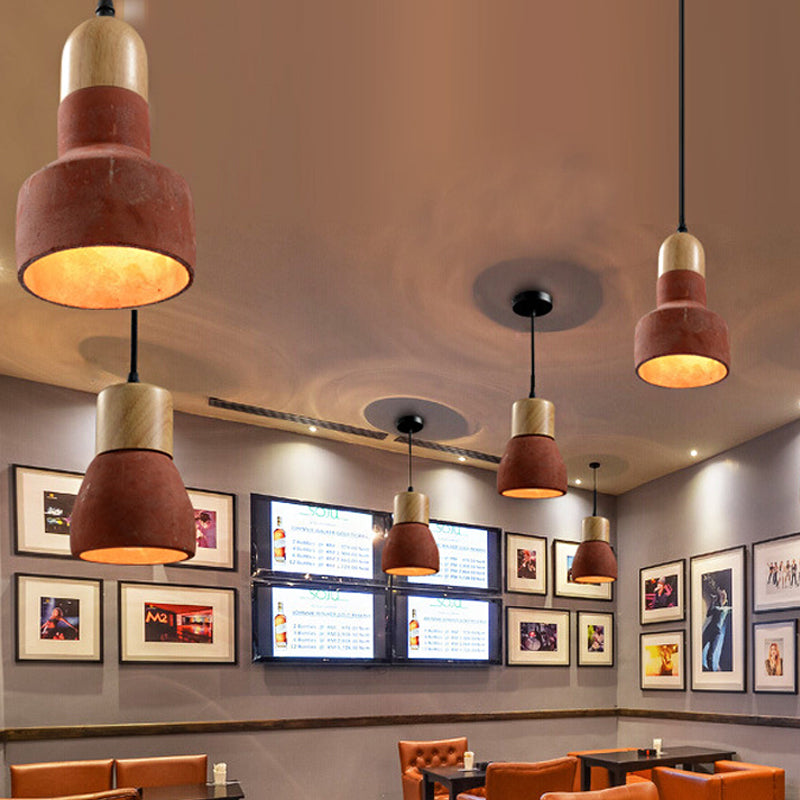 1 Bulb Barn Pendant Light Industrial Style Gray/Green/Red Cement Ceiling Fixture with Hanging Cord Red Clearhalo 'Ceiling Lights' 'Modern Pendants' 'Modern' 'Pendant Lights' 'Pendants' Lighting' 616523