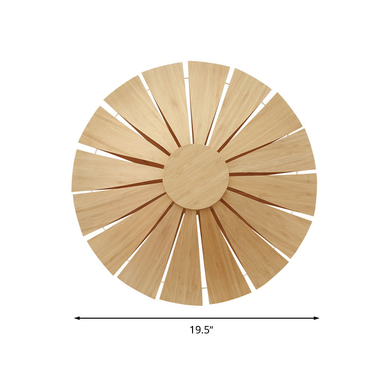 19.5"/23.5" Dia Circular Wall Sconce Lighting Modern Style Wood Veneer 1 Light Living Room Wall Lamp Clearhalo 'Modern wall lights' 'Modern' 'Wall Lamps & Sconces' 'Wall Lights' Lighting' 616666