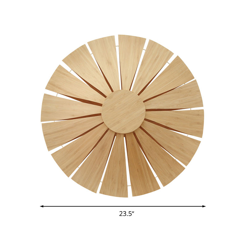 19.5"/23.5" Dia Circular Wall Sconce Lighting Modern Style Wood Veneer 1 Light Living Room Wall Lamp Clearhalo 'Modern wall lights' 'Modern' 'Wall Lamps & Sconces' 'Wall Lights' Lighting' 616667