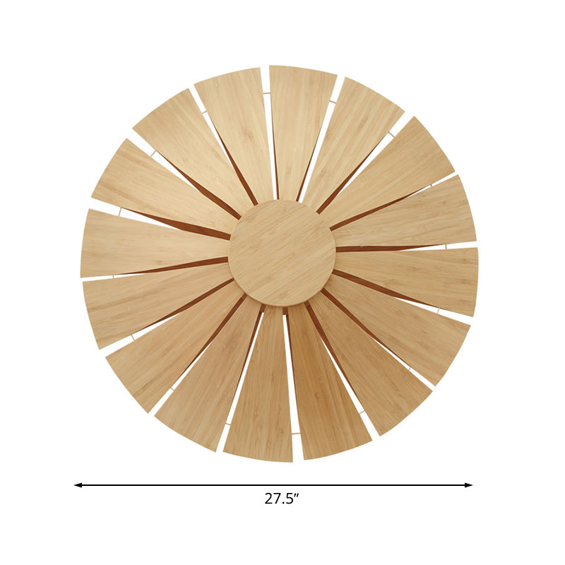 19.5"/23.5" Dia Circular Wall Sconce Lighting Modern Style Wood Veneer 1 Light Living Room Wall Lamp Clearhalo 'Modern wall lights' 'Modern' 'Wall Lamps & Sconces' 'Wall Lights' Lighting' 616668