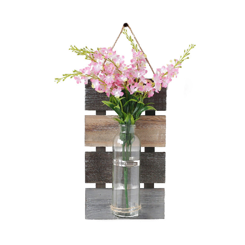 Pink/Pink-Yellow Flower Wall Sconce for Cafe Clear Glass Bottle String Light in Contemporary Style Clearhalo 'Wall Lamps & Sconces' 'Wall Lights' Lighting' 616753