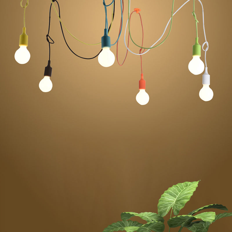 Multi Colored Swag Pendant Lighting Fixture Industrial Style Metal 6 Lights Restaurant Hanging Lamp in Black Finish Clearhalo 'Art Deco Pendants' 'Black' 'Cast Iron' 'Ceiling Lights' 'Ceramic' 'Crystal' 'Industrial Pendants' 'Industrial' 'Metal' 'Middle Century Pendants' 'Pendant Lights' 'Pendants' 'Rustic Pendants' 'Tiffany' Lighting' 621920