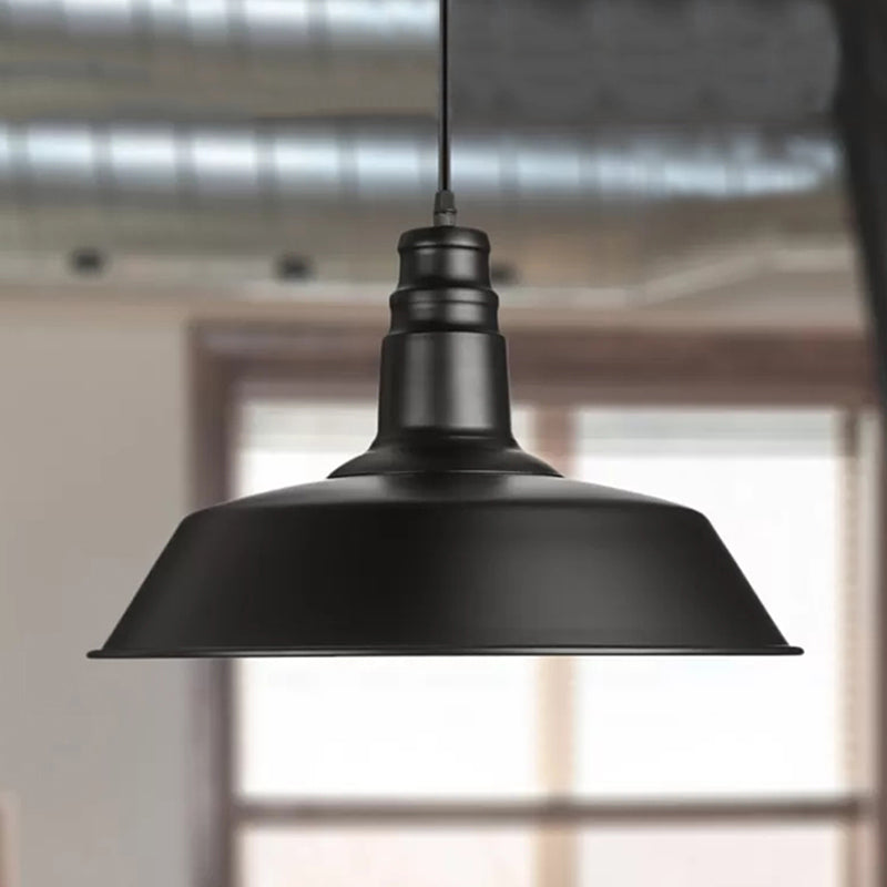 Industrial Barn Shaped Pendant Light One Light Metal Suspension Light in Black for Study Room Black Clearhalo 'Art Deco Pendants' 'Black' 'Cast Iron' 'Ceiling Lights' 'Ceramic' 'Crystal' 'Industrial Pendants' 'Industrial' 'Metal' 'Middle Century Pendants' 'Pendant Lights' 'Pendants' 'Rustic Pendants' 'Tiffany' Lighting' 621992