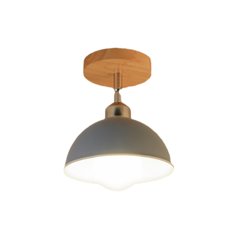 1 Head Rotatable Ceiling Light with Dome Shade Metal Macaron Indoor Semi Flush Mount Light in Pink/Yellow Clearhalo 'Ceiling Lights' 'Close To Ceiling Lights' 'Close to ceiling' 'Semi-flushmount' Lighting' 622062
