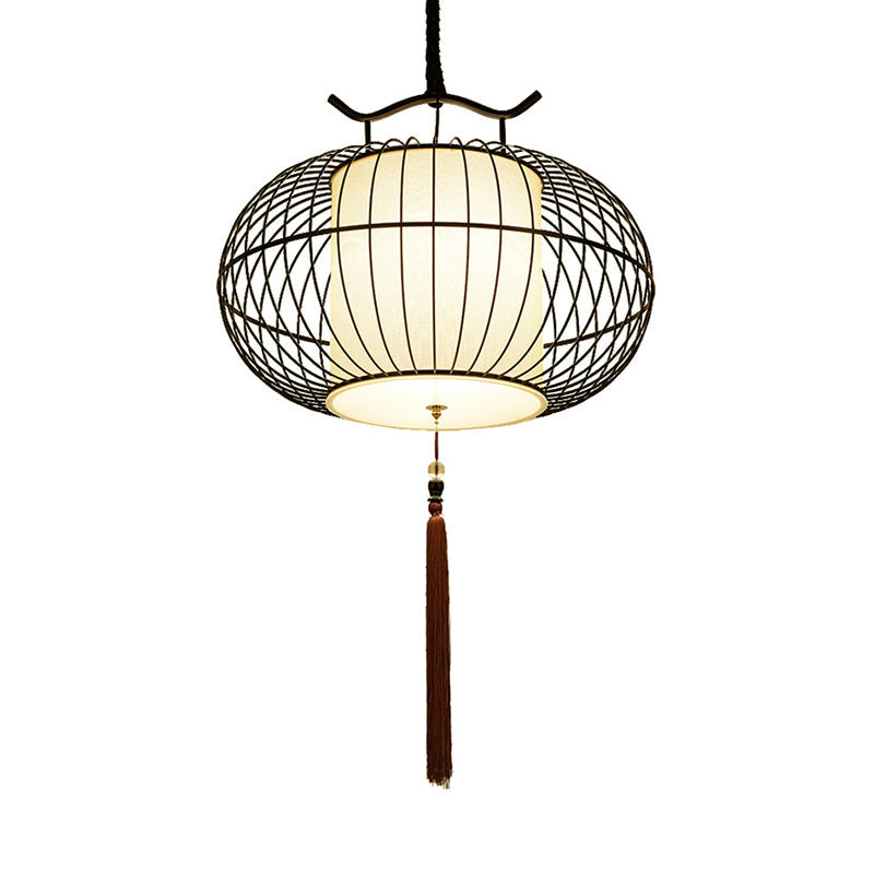 Chinese Style 1 Light Hanging Pendant Light with Bamboo Shade Black/Gold Lantern Ceiling Light for Indoor, 16"/21.5" W Clearhalo 'Ceiling Lights' 'Modern Pendants' 'Modern' 'Pendant Lights' 'Pendants' Lighting' 622266