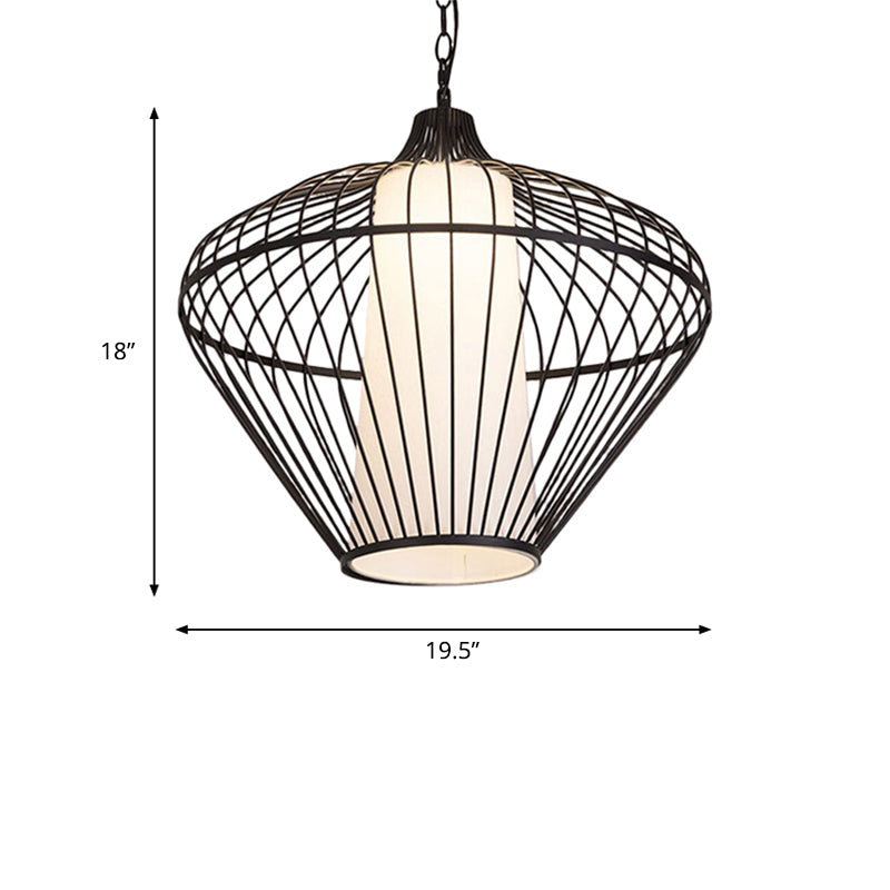 1 Head Dining Room Pendant Light with Tapered Bamboo Shade Modernist Style Black Ceiling Fixture, 19.5"/21.5" Dia Clearhalo 'Ceiling Lights' 'Pendant Lights' 'Pendants' Lighting' 622395