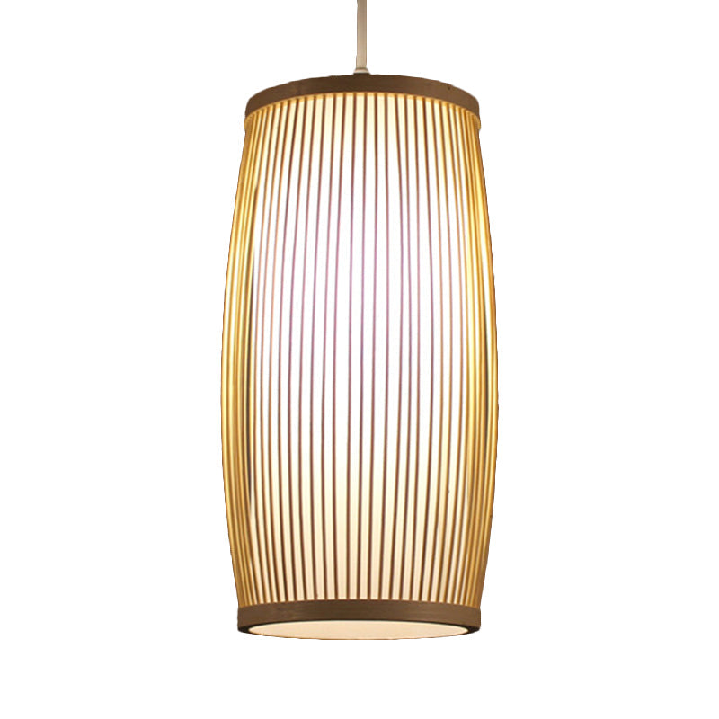 Cylinder Dining Room Hanging Lamp Bamboo Modern Hanging Light in Beige Clearhalo 'Ceiling Lights' 'Pendant Lights' 'Pendants' Lighting' 622423