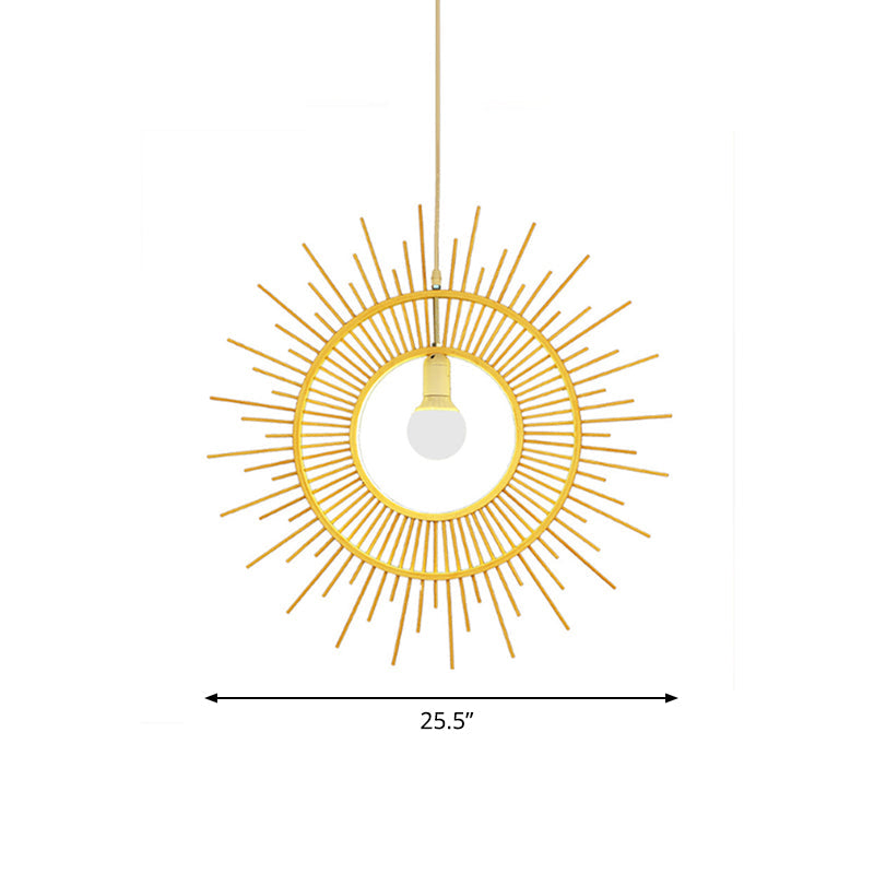 Bamboo Sun Shaped Hanging Lamp Modern Style 25.5"/29.5" W 1 Head Beige Hanging Pendant Light for Restaurant Clearhalo 'Ceiling Lights' 'Pendant Lights' 'Pendants' Lighting' 622446