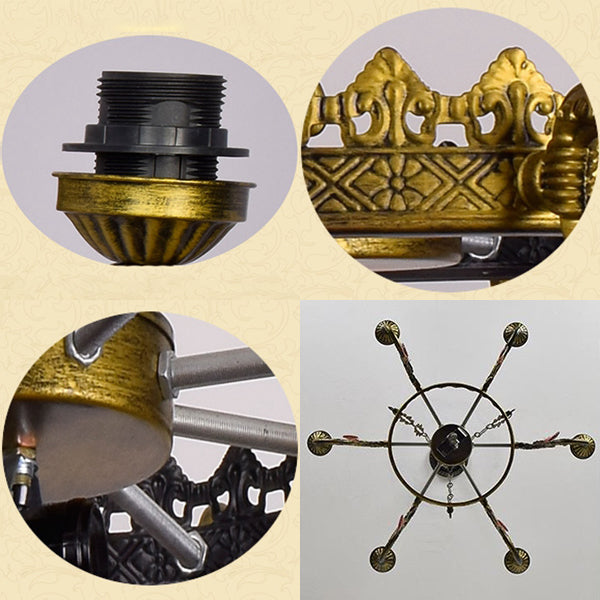 Colorful Inverted Chandelier with Yellow Flower/Sunflower/Flower Pattern Tiffany Stained Glass 7 Lights Crystal Hanging Light in Brass Clearhalo 'Ceiling Lights' 'Chandeliers' 'Industrial' 'Middle Century Chandeliers' 'Tiffany Chandeliers' 'Tiffany close to ceiling' 'Tiffany' Lighting' 63069