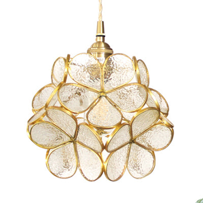 1 Light Flower Hanging Ceiling Light Tiffany Style Blue/Clear/Pink Stainless Glass Suspension Pendant Light Clearhalo 'Ceiling Lights' 'Chandeliers' 'Industrial' 'Middle Century Pendants' 'Pendant Lights' 'Pendants' 'Tiffany close to ceiling' 'Tiffany Pendants' 'Tiffany' Lighting' 63616