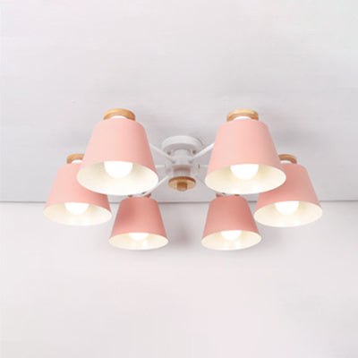 Bucket Shade Hanging Light Multi-Head Metal Chandelier for Kindergarten Foyer Clearhalo 'Ceiling Lights' 'Chandeliers' Lighting' options 65034