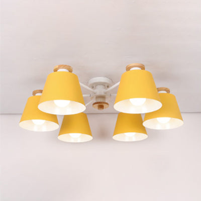 Bucket Shade Hanging Light Multi-Head Metal Chandelier for Kindergarten Foyer Clearhalo 'Ceiling Lights' 'Chandeliers' Lighting' options 65037