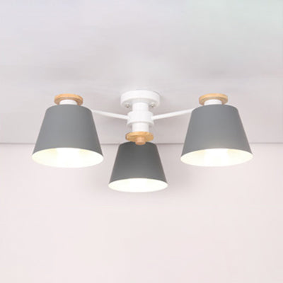 Bucket Shade Hanging Light Multi-Head Metal Chandelier for Kindergarten Foyer Clearhalo 'Ceiling Lights' 'Chandeliers' Lighting' options 65041