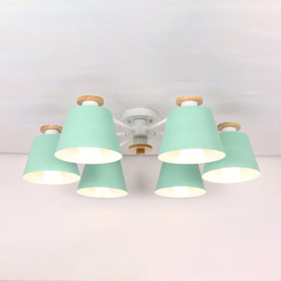 Bucket Shade Hanging Light Multi-Head Metal Chandelier for Kindergarten Foyer Clearhalo 'Ceiling Lights' 'Chandeliers' Lighting' options 65048