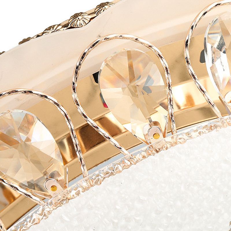 White Glass Bowl Ceiling Lamp Modern LED Flush Mount Light Fixture with K9 Crystal Accent, 12"/16"/19.5" Wide Clearhalo 'Ceiling Lights' 'Close To Ceiling Lights' 'Close to ceiling' 'Flush mount' Lighting' 678287