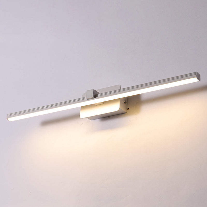 Black/White Linear Vanity Light Modernist 16"/19.5" W LED Aluminum Wall Light Fixture in Warm/White Light White Clearhalo 'Cast Iron' 'Glass' 'Industrial' 'Modern wall lights' 'Modern' 'Tiffany' 'Traditional wall lights' 'Vanity Lights' 'Wall Lights' Lighting' 678526