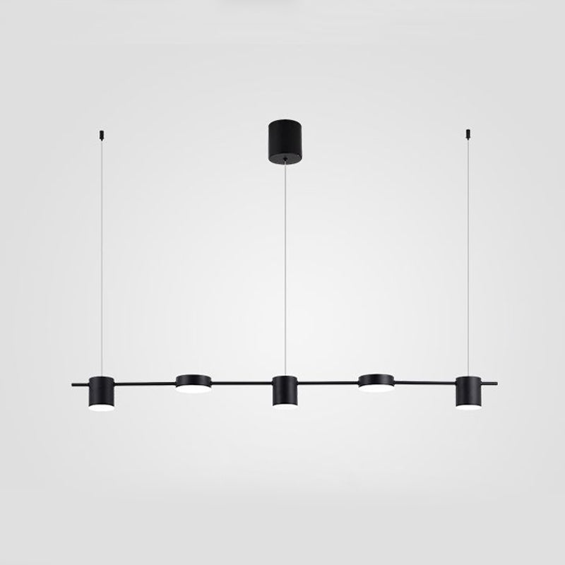 Drum Aluminum Island Pendant Modern Simple 3/5-Head Black/Gold Ceiling Light Fixture in Warm/White Light Clearhalo 'Ceiling Lights' 'Island Lights' Lighting' 678683